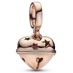 NEW•Rosegold Heart shaped Jingle Bell DIY charm